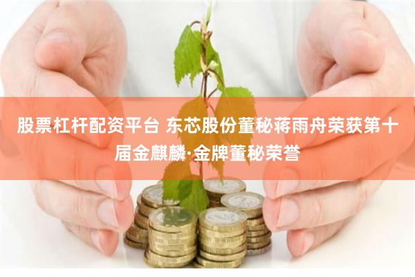 股票杠杆配资平台 东芯股份董秘蒋雨舟荣获第十届金麒麟·金牌董秘荣誉