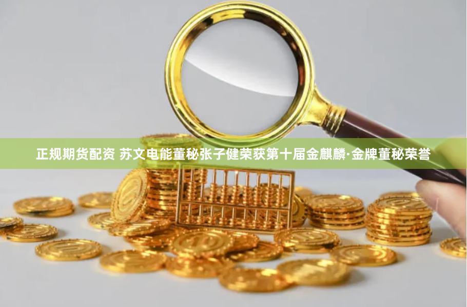 正规期货配资 苏文电能董秘张子健荣获第十届金麒麟·金牌董秘荣誉